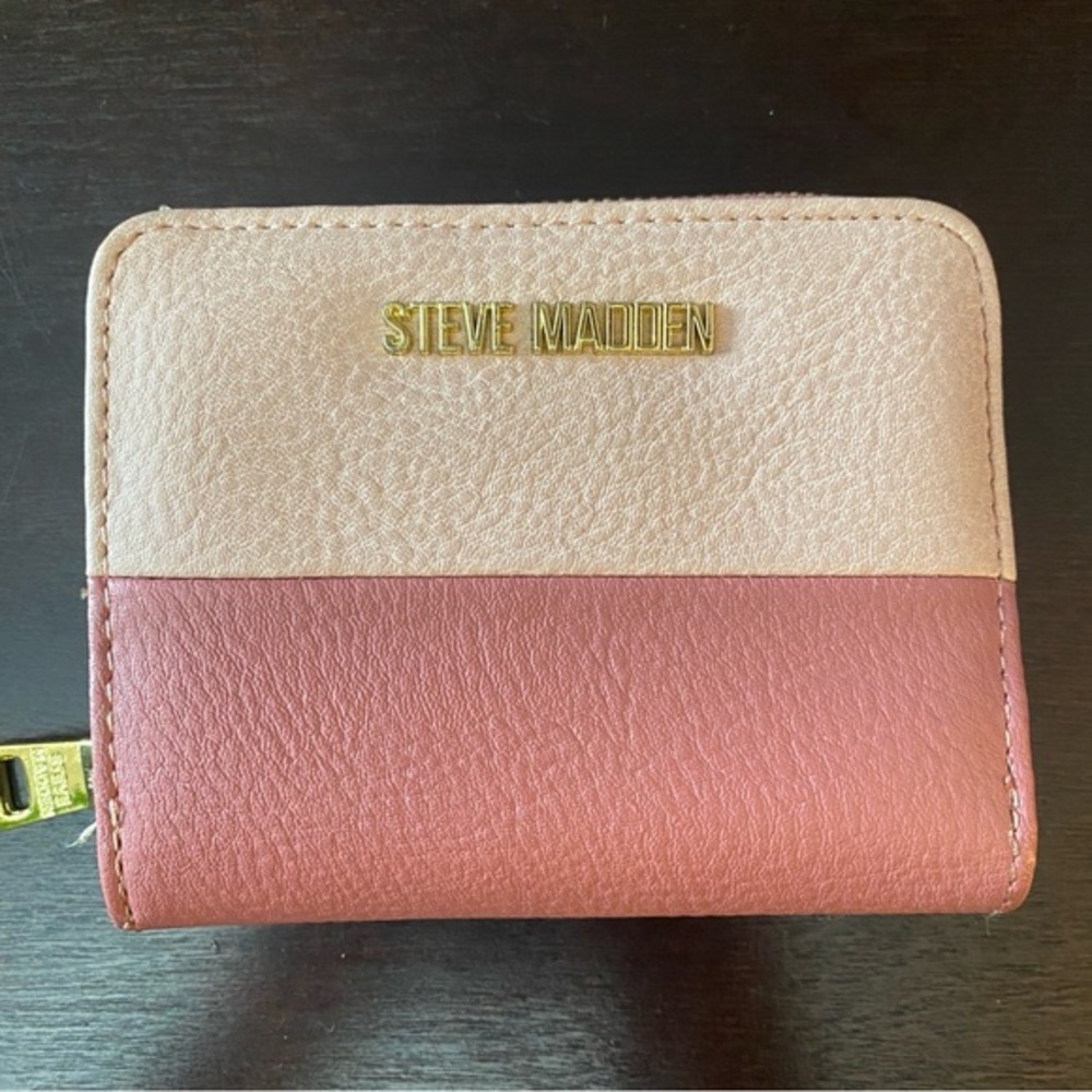 Steve Madden Wallet Pink and Blush Mini Fold Over Wallet Gold Interior NWOT
